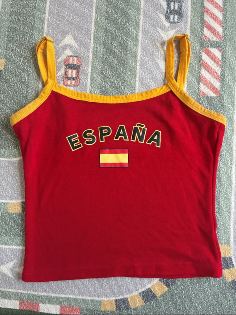 Edikted Red Camisole with Yellow Trim - España Graphic